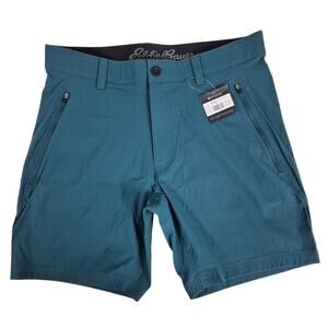 NWT $80 Eddie Bauer Mr Horizon Guide Wander Blue spruce Nylon Shorts Sz 33